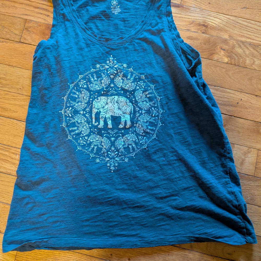 GAIAM Blue Sleeveless Tank Top with Mandala Patterns
